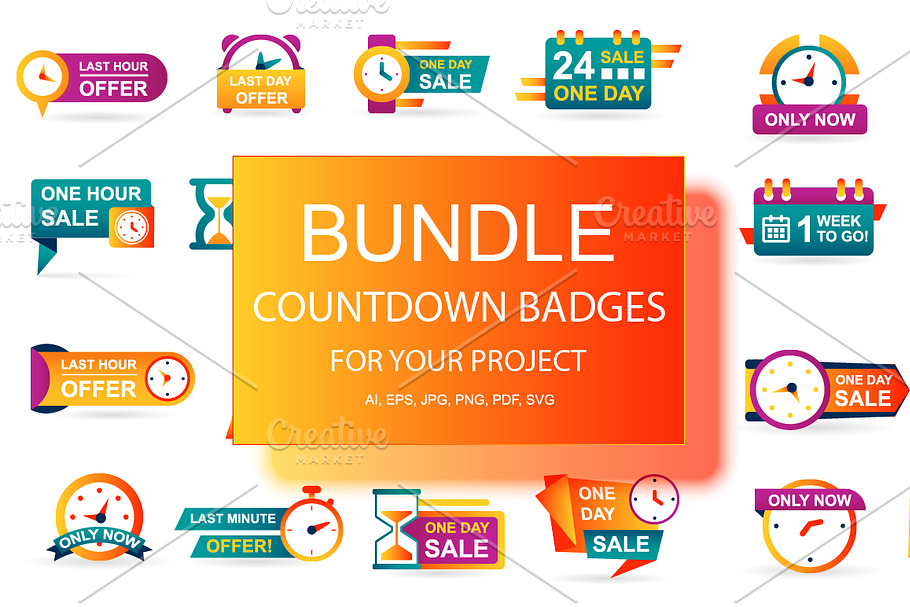Sale Countdown Badges and Stickers in Illustrations - product preview 8