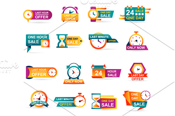 Sale Countdown Badges and Stickers in Illustrations - product preview 1