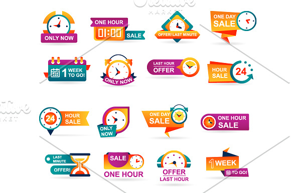 Sale Countdown Badges and Stickers in Illustrations - product preview 2