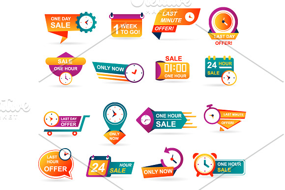 Sale Countdown Badges and Stickers in Illustrations - product preview 3