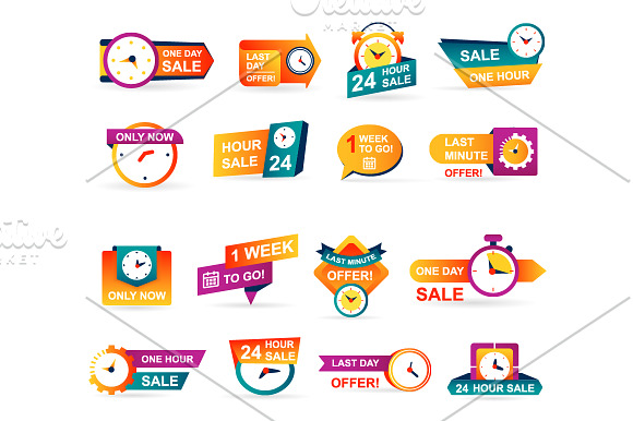 Sale Countdown Badges and Stickers in Illustrations - product preview 5