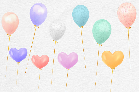 Watercolor Balloons Clipart in Graphics - product preview 1
