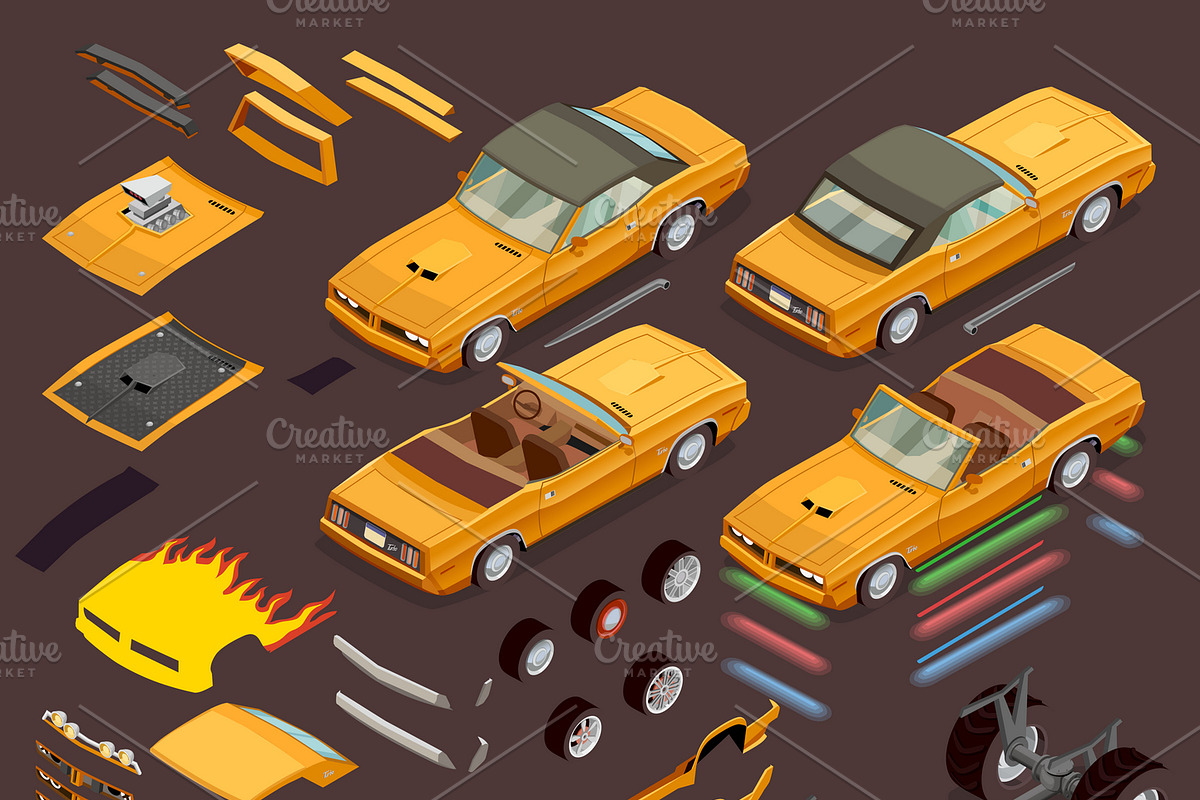 Car equipment and accessories set in Icons - product preview 8