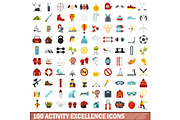 100 activity excellence icons set