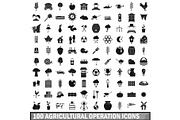 100 agricultural operation icons set