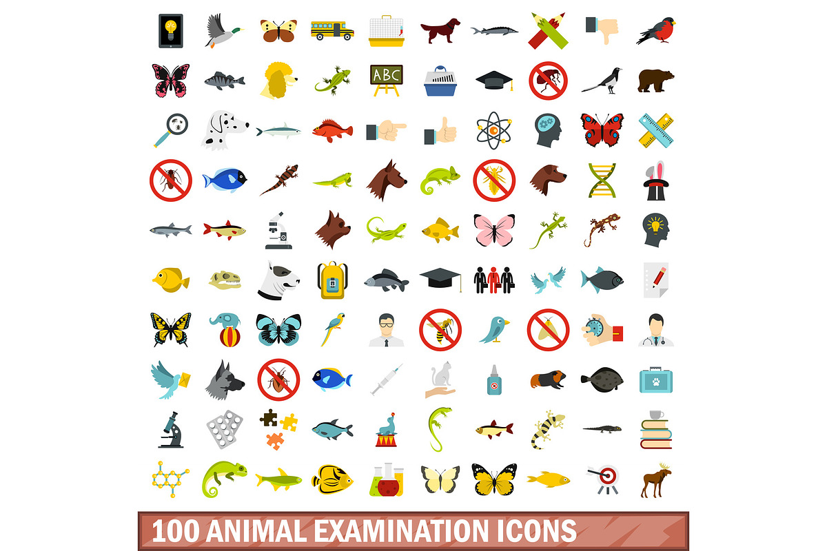 100 animal examination icons set in Illustrations - product preview 8