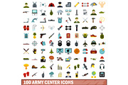 100 army center icons set