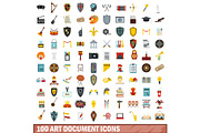 100 art document icons set