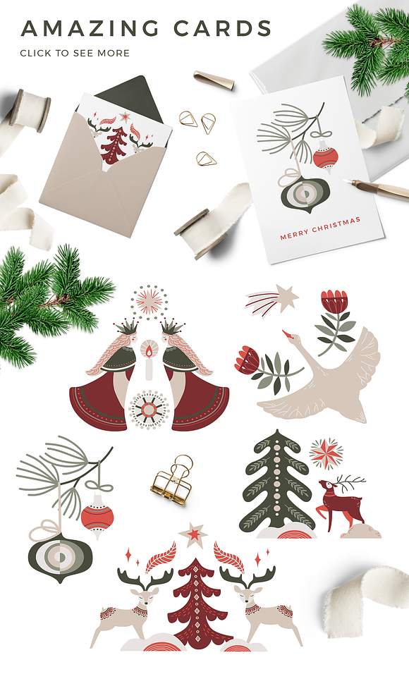 Nordic winter scandi christmas set in Objects - product preview 4