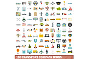 100 transport company icons set