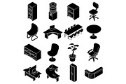 Office furniture icons set