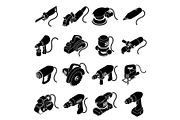 Electric tools icons set