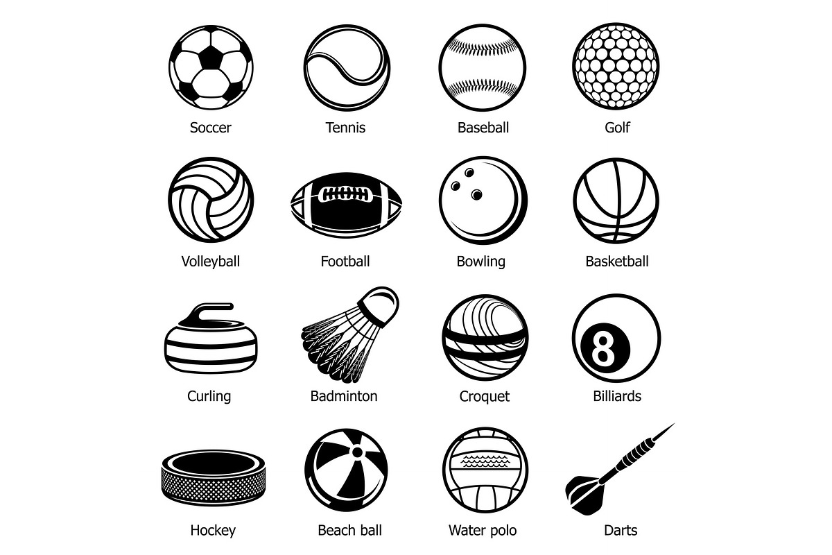 Sport balls equipment icons set in Illustrations - product preview 8