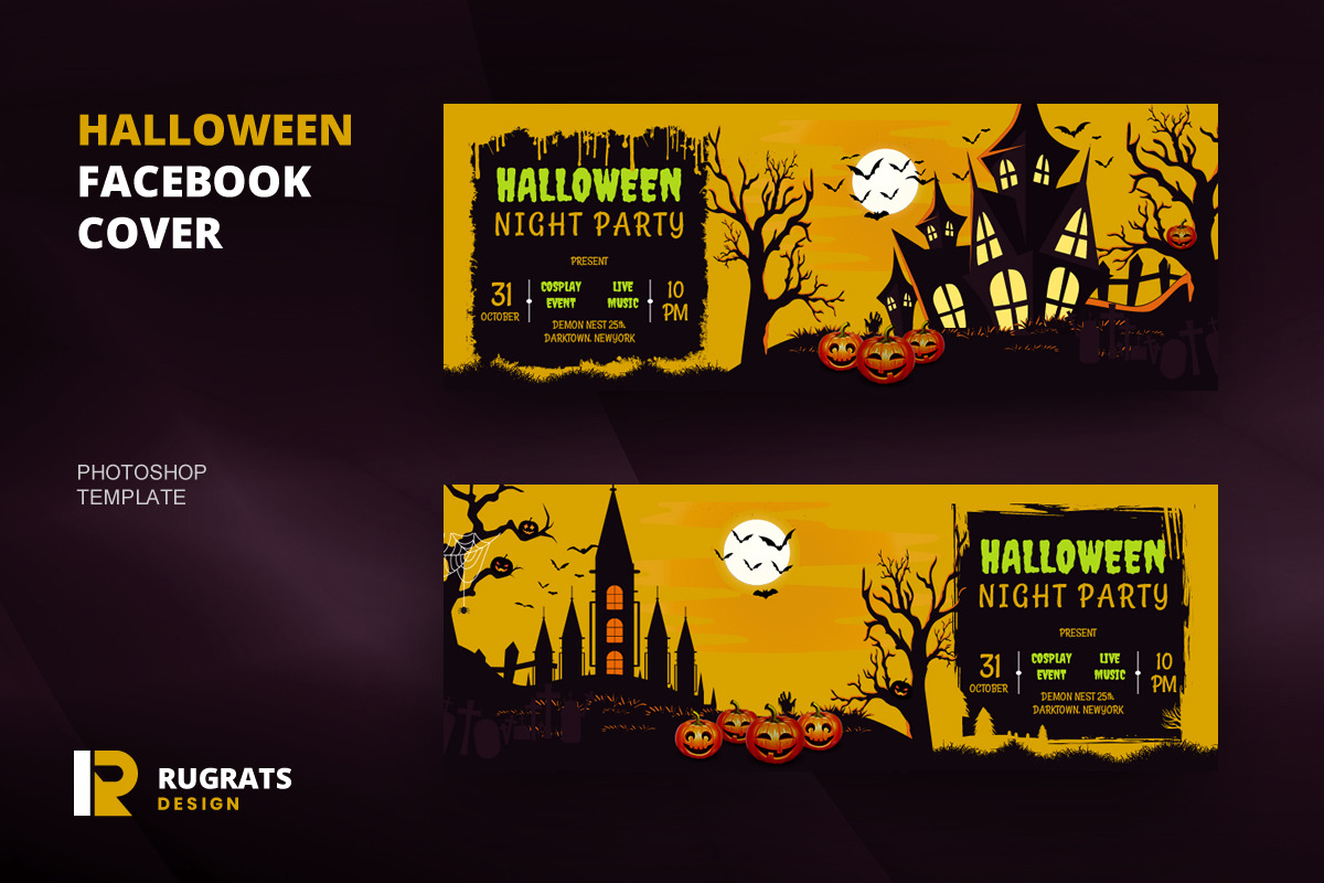 Halloween Facebook Cover Template in Facebook Templates - product preview 8