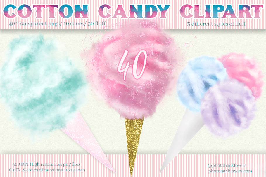Realistic Cotton Candy Fluff n Cones