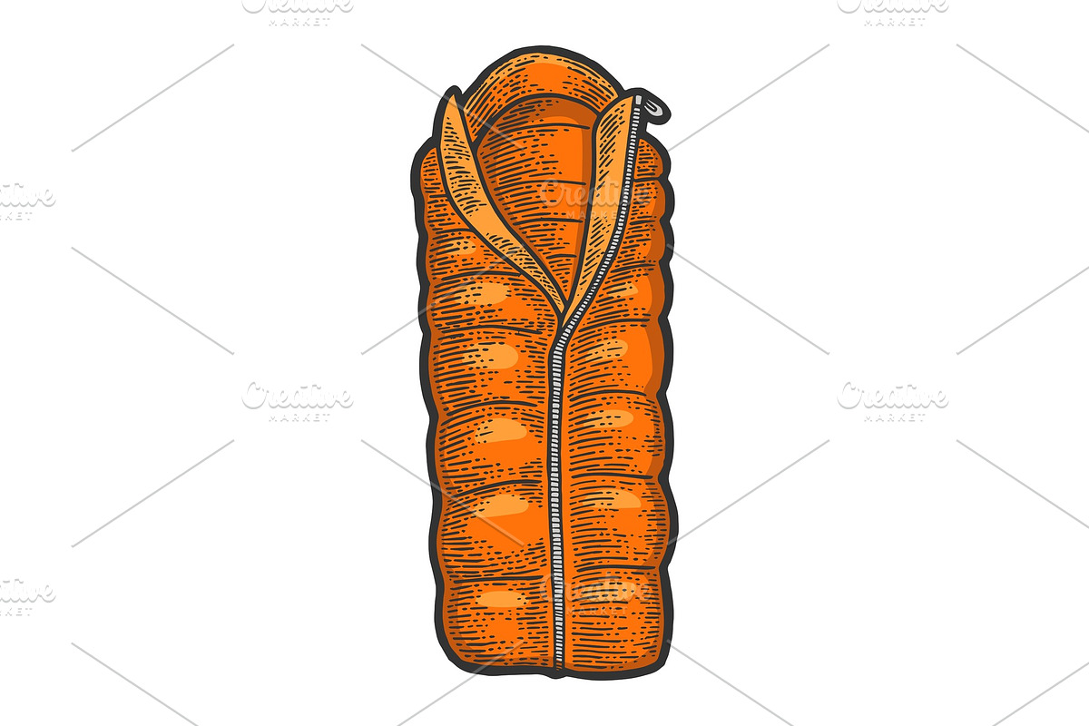 Tourist sleeping bag color sketch in Objects - product preview 8