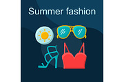 Summer fashion flat concept icon