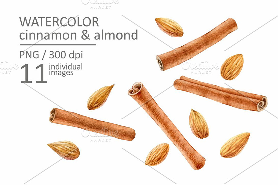 Watercolor cinnamon & almond