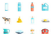 Ecological dairy products icons set