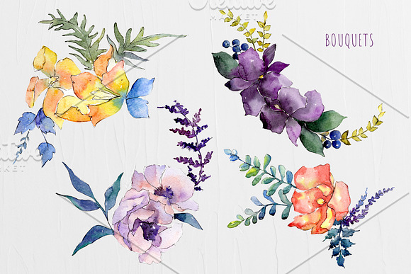 Watercolor Bouquet Summer Garden png in Illustrations - product preview 2