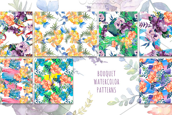 Watercolor Bouquet Summer Garden png in Illustrations - product preview 4