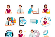 Customer support service icons set