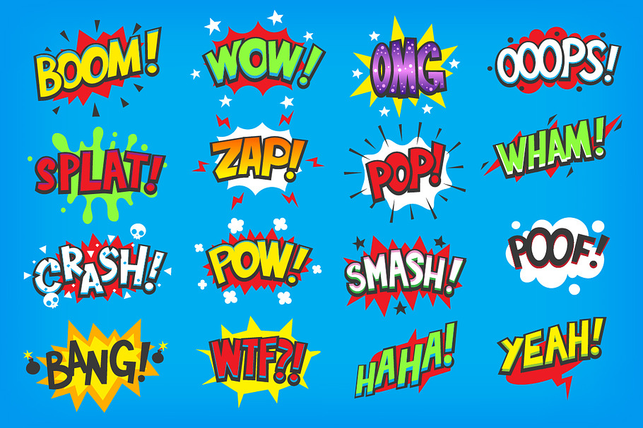 Onomatapoeia. Comic speech bubbles in Graphics - product preview 8