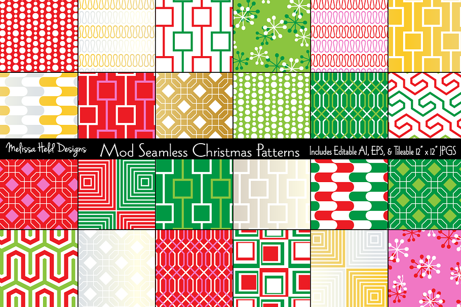 Mod Seamless Christmas Patterns