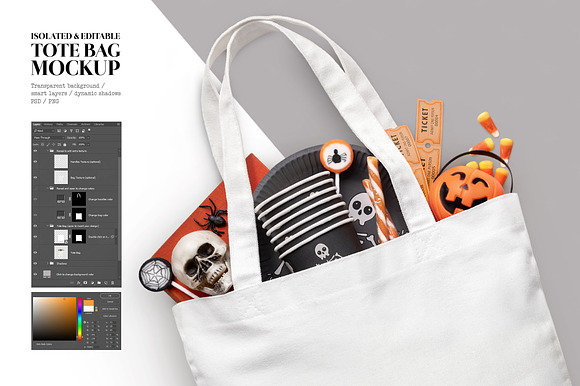 Isolated Halloween tote bag mockup in Product Mockups - product preview 5