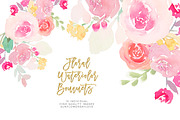 Pink watercolor floral clipart