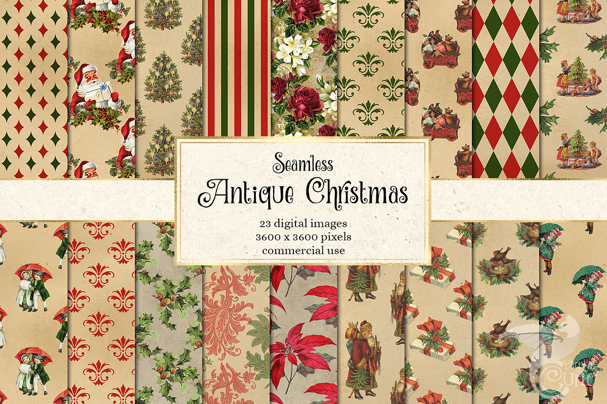 Antique Christmas Digital Paper in Textures - product preview 8