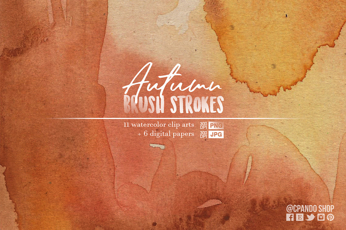 Autumn Brush Strokes watercolor clip in Illustrations - product preview 8