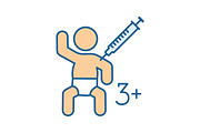 Injection in kid's arm color icon