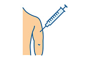 Injection in man's arm color icon. B