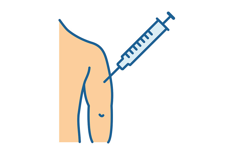 Injection in man's arm color icon. B in Icons - product preview 8