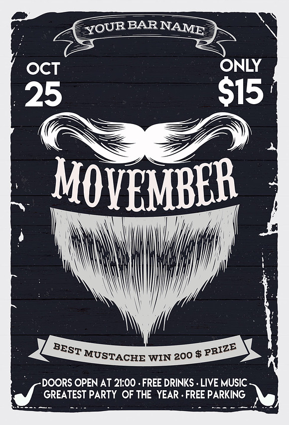 Movember Party Poster in Flyer Templates - product preview 3