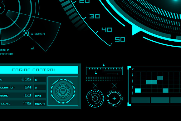 Futuristic user interface elements in Illustrations - product preview 3