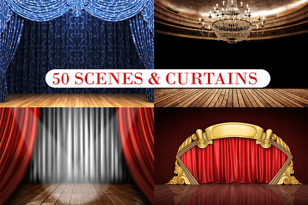 50 Digital Scenes Curtains Backdrops