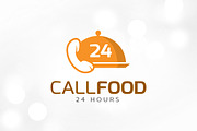 Call Food 24 Hours Logo Template