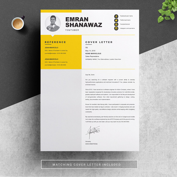 Word Resume / 2 Page CV Template in Letter Templates - product preview 2
