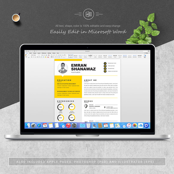 Word Resume / 2 Page CV Template in Letter Templates - product preview 3