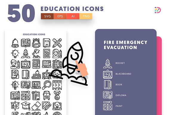 50 Education Icons in School Icons - product preview 10