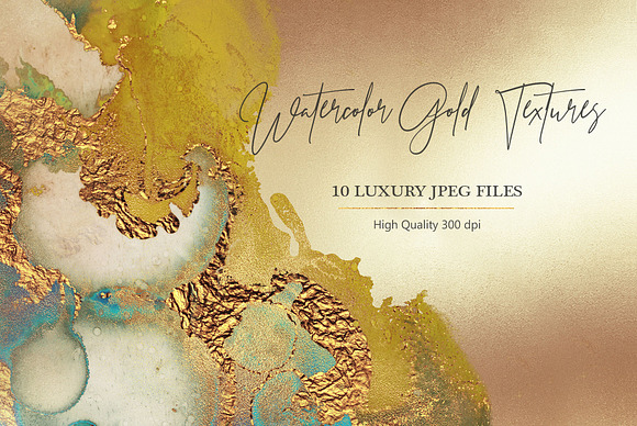 Gold Watercolor Foil Textures BUNDLE in Textures - product preview 4