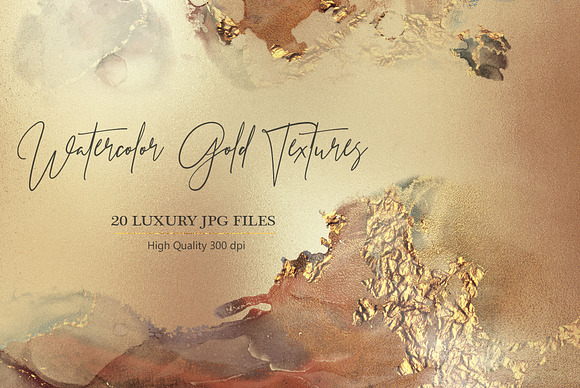 Gold Watercolor Foil Textures BUNDLE in Textures - product preview 7