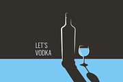 Vodka bottle banner. Glass of vodka