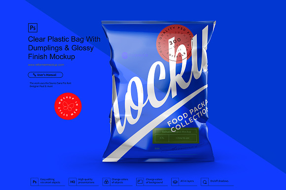 Clear Plastic Bag With Dumplings in Product Mockups - product preview 3