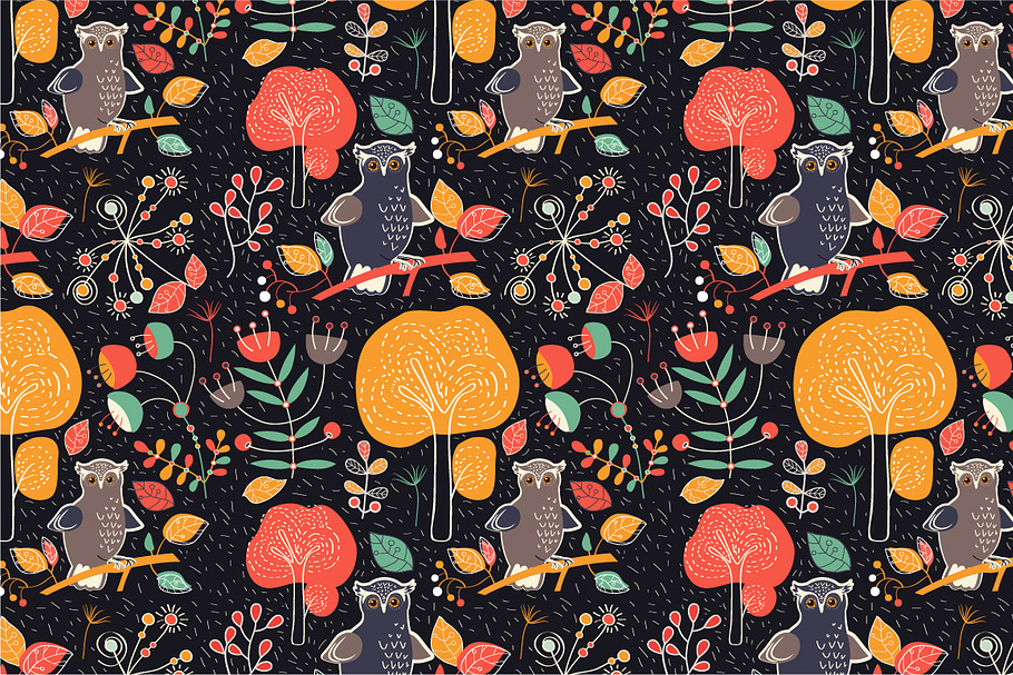 seamless pattern "Owls" in Patterns - product preview 8