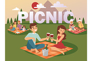 People on summer picnic vector