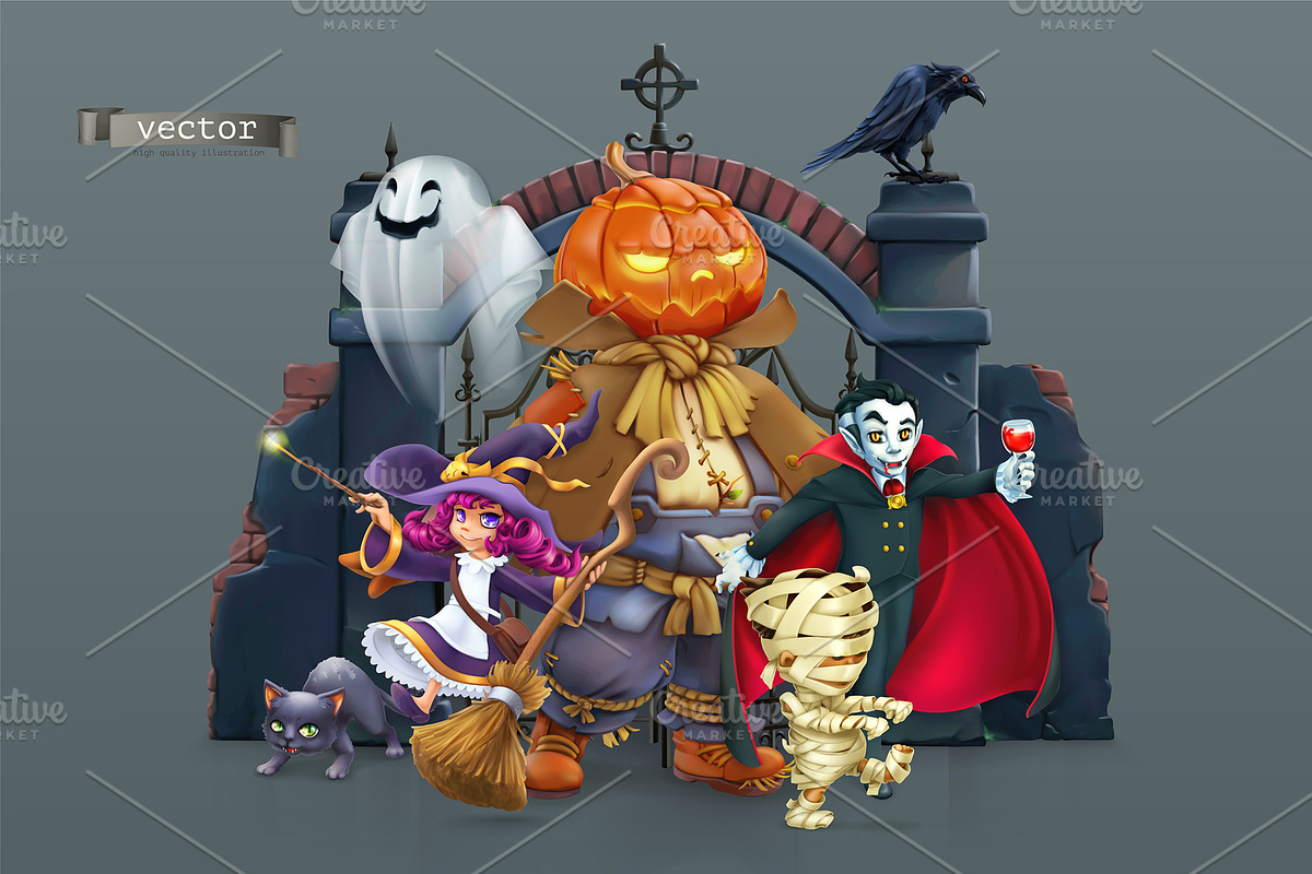 Happy Halloween characters, vectors in Illustrations - product preview 8