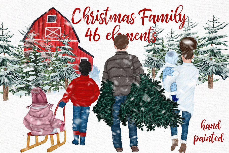 Christmas Family Clipart in Illustrations - product preview 8